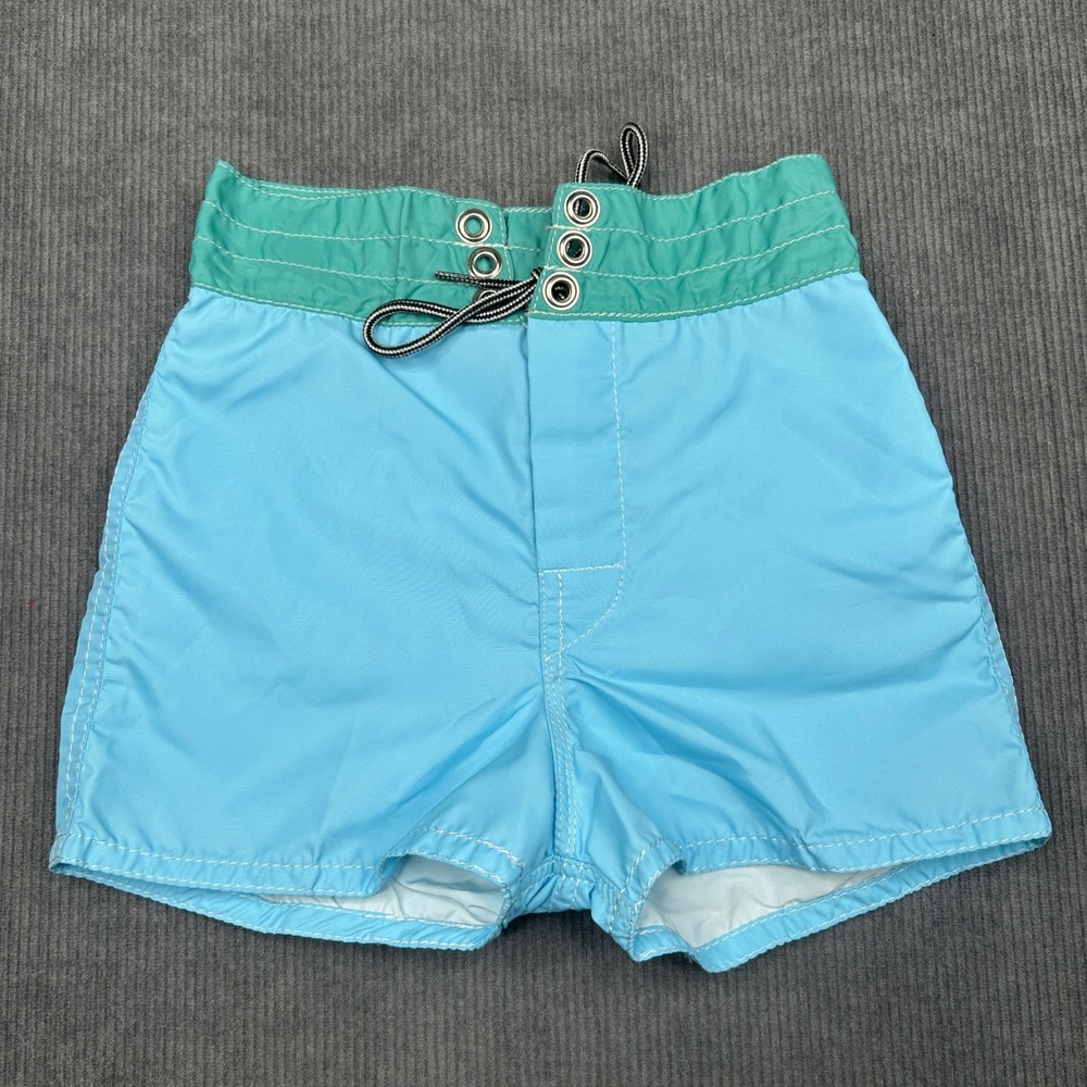 Birdwell Beach Britches Board y2k Shorts Blue Teal Surf Trunks Size 21 USA Made